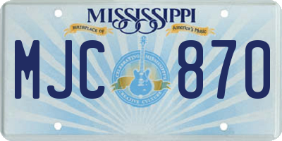 MS license plate MJC870