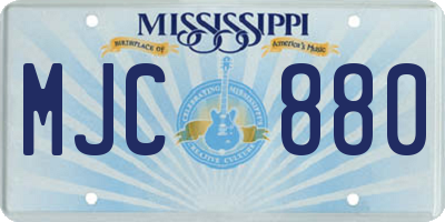 MS license plate MJC880