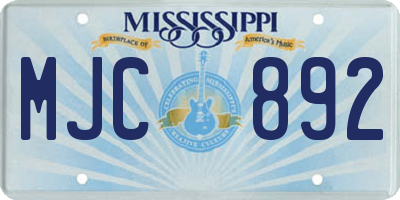 MS license plate MJC892