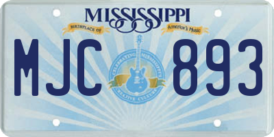 MS license plate MJC893