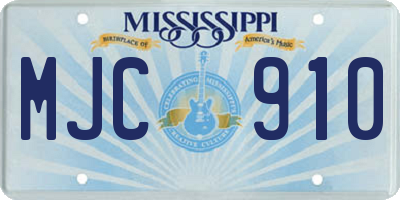 MS license plate MJC910