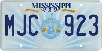 MS license plate MJC923