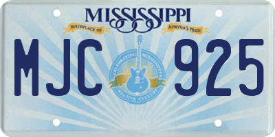 MS license plate MJC925