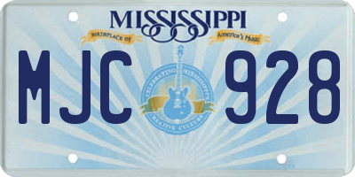 MS license plate MJC928