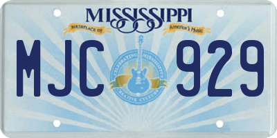 MS license plate MJC929