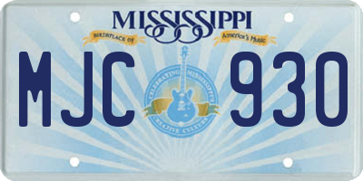 MS license plate MJC930