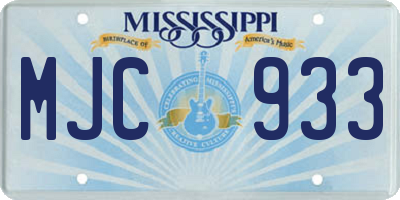 MS license plate MJC933