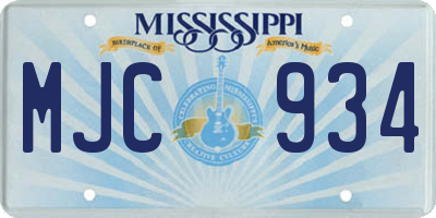 MS license plate MJC934