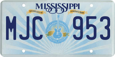 MS license plate MJC953