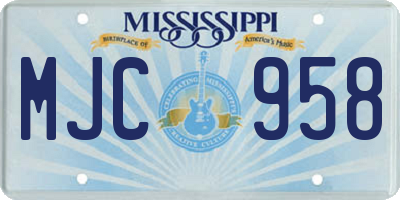 MS license plate MJC958