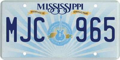 MS license plate MJC965