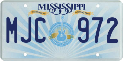 MS license plate MJC972
