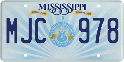 MS license plate MJC978