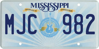 MS license plate MJC982