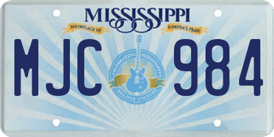 MS license plate MJC984