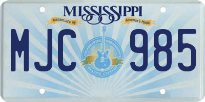 MS license plate MJC985