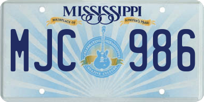 MS license plate MJC986
