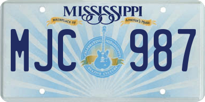 MS license plate MJC987