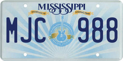 MS license plate MJC988