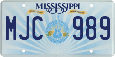 MS license plate MJC989