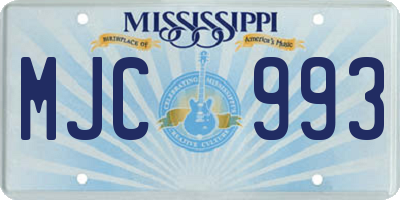 MS license plate MJC993