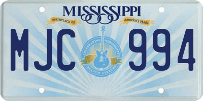 MS license plate MJC994