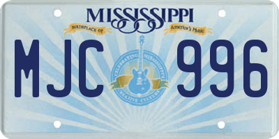 MS license plate MJC996