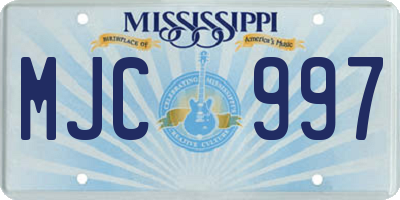 MS license plate MJC997