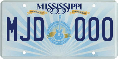 MS license plate MJD000