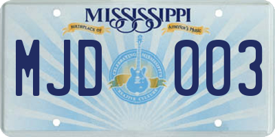 MS license plate MJD003