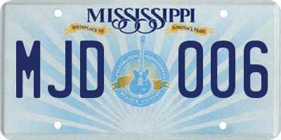 MS license plate MJD006