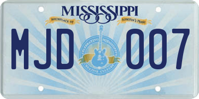 MS license plate MJD007