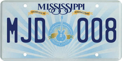 MS license plate MJD008