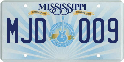 MS license plate MJD009