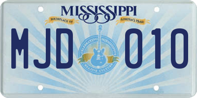 MS license plate MJD010