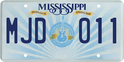 MS license plate MJD011