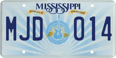 MS license plate MJD014