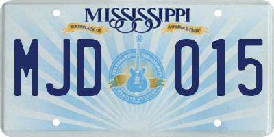 MS license plate MJD015