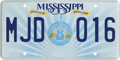 MS license plate MJD016