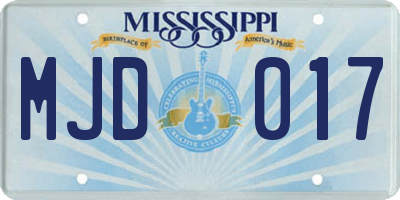 MS license plate MJD017
