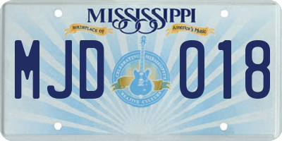 MS license plate MJD018