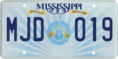 MS license plate MJD019