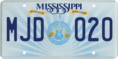 MS license plate MJD020