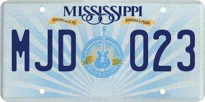 MS license plate MJD023