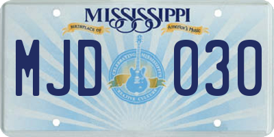 MS license plate MJD030