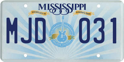 MS license plate MJD031
