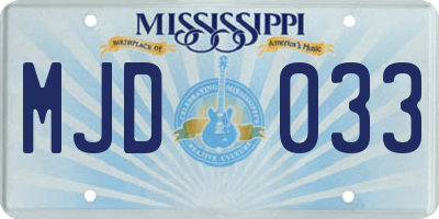 MS license plate MJD033