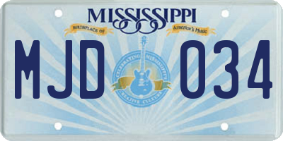 MS license plate MJD034