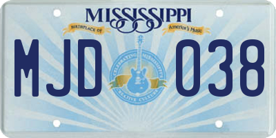 MS license plate MJD038