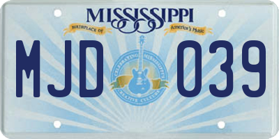 MS license plate MJD039